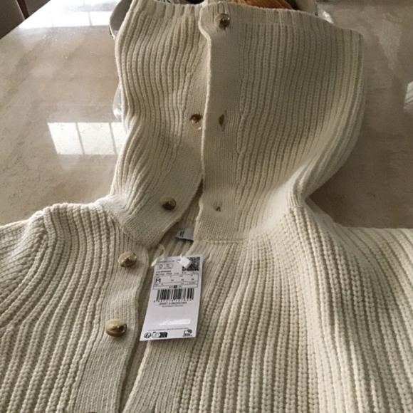 Mango Cream Ribbed Cardigan with Button up Collar size M new with tags LAST WEEK - Picture 3 of 3
